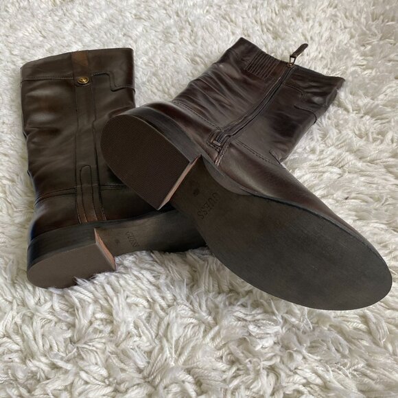 GUESS Premium Leather Brown Marshay Riding Boots - Picture 6 of 10